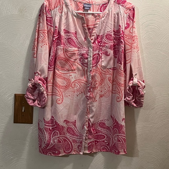 5$ SALE!!! Laura Scott 4 Color Paisley Print Button Down Blouse. Size 2X. - Picture 6 of 6
